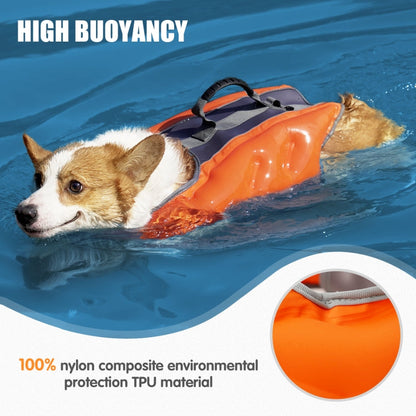 Dog Inflatable Swimsuit Easy to Carry Pet Life Jacket with Pump Size S Rose Red