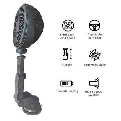 Car Suction Cup Fan Desktop Dormitory Office Kitchen Fan Black