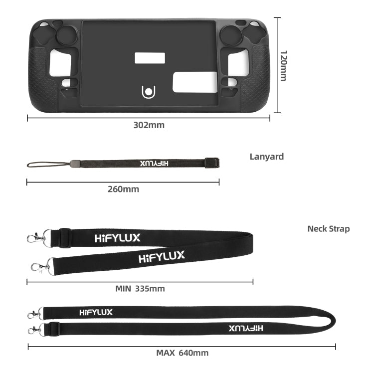 For Steam Deck Hifylux ST PF14 Game Console Silicone Case Anti scratch Non slip Handheld Case Lanyard Black