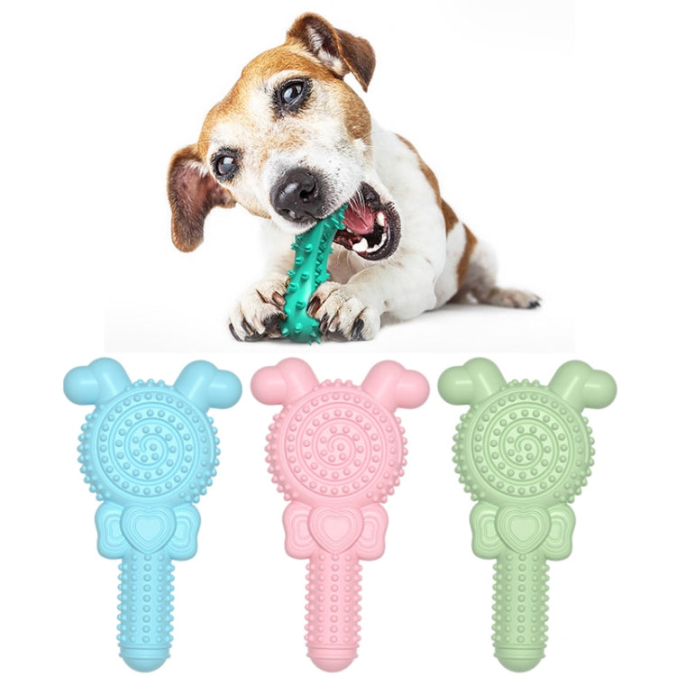 Lollipop Shape Dog Teething Stick TPR Bite Resistant Pet Toys Blue