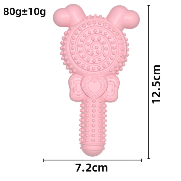 Lollipop Shape Dog Teething Stick TPR Bite Resistant Pet Toys Pink