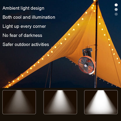 Outdoor Camping USB Charging Fan Tent Swing Head Fan With Tripod LED Light Black