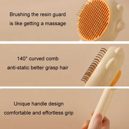 Pet Needle Combing Hair Cleaning De frizz Brush Yellow