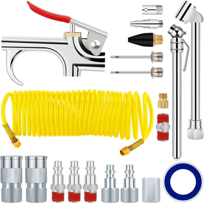 20 In 1 Air Compressor Kit 1 4 Inch NPT Air Tool Kit With 7 5m Coil Nylon Hose