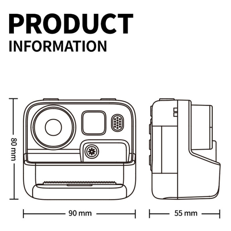 Children Instant Print Camera 4800W Pixel 2 Inch Screen Dual Lens Photography Camera Without Memory Card Yellow