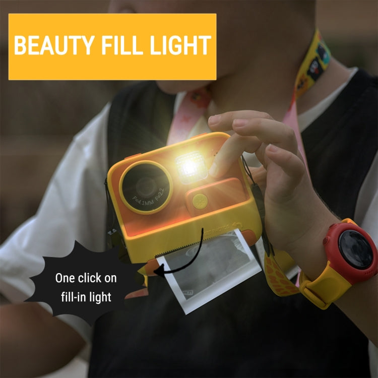 Children Instant Print Camera 4800W Pixel 2 Inch Screen Dual Lens Photography Camera Without Memory Card Yellow