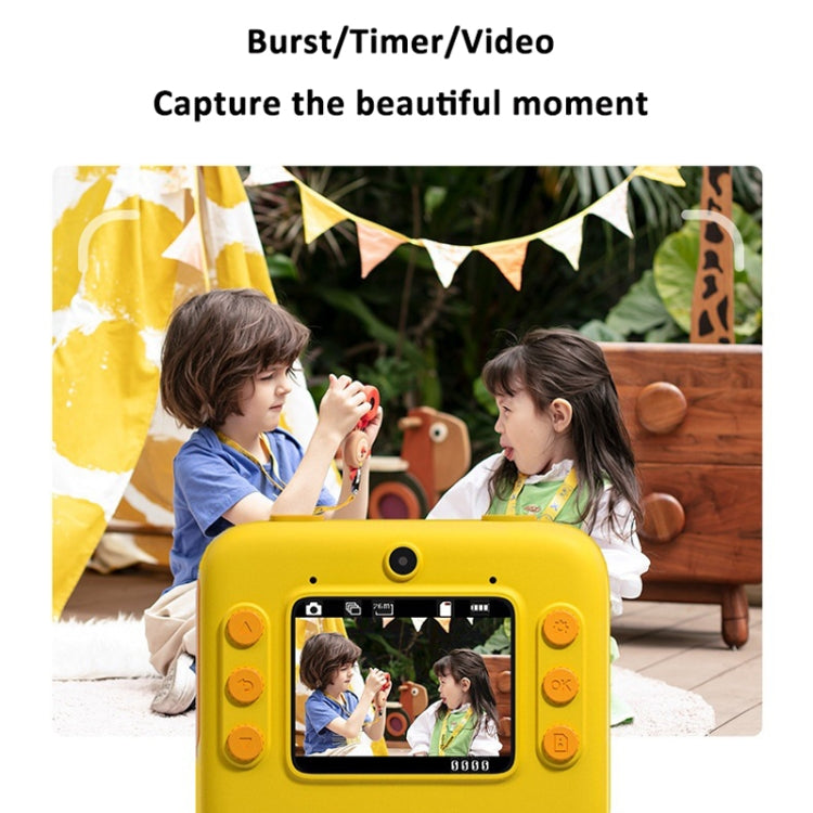 Children Instant Print Camera 4800W Pixel 2 Inch Screen Dual Lens Photography Camera Without Memory Card Yellow