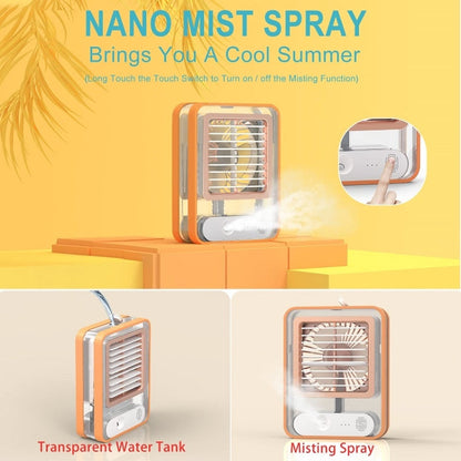 Small Electric Fan Humidification Spray with Ambient Night Light Orange