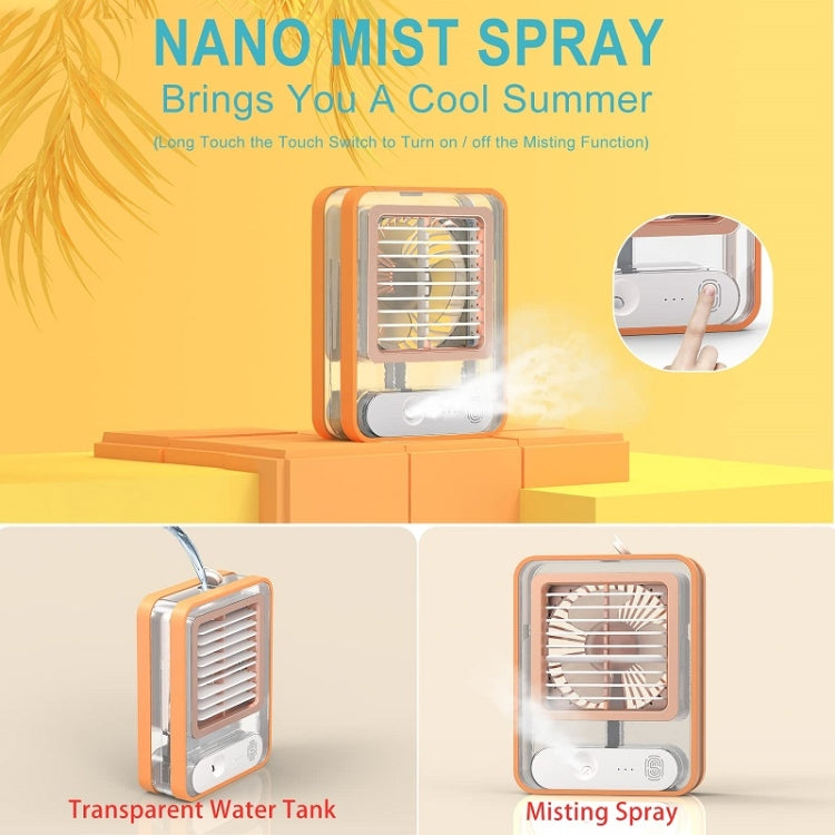 Small Electric Fan Humidification Spray with Ambient Night Light Orange