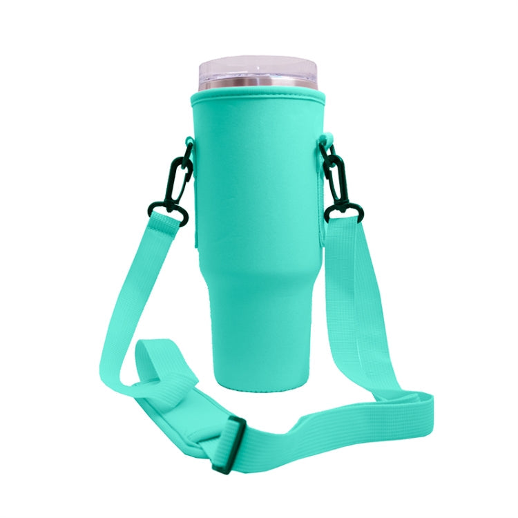 For 40oz Stanley Quencher Water Bottle Carrier Bag Sleeve With Adjustable Shoulder Strap Green