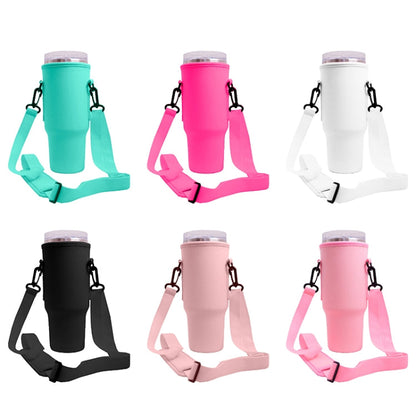 For 40oz Stanley Quencher Water Bottle Carrier Bag Sleeve With Adjustable Shoulder Strap Skin Tone