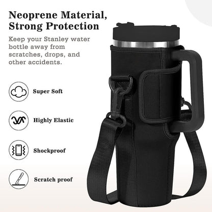 For 40oz Stanley Quencher Water Bottle Carrier Bag Sleeve With Adjustable Shoulder Strap Skin Tone