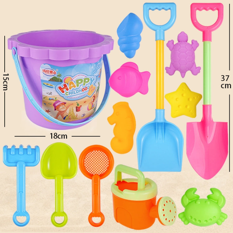 13pcs Set Children Beach Toys Set Large Sand Shovel Bucket Sand Digging Tools Hourglass Color Purple Lace Barrel