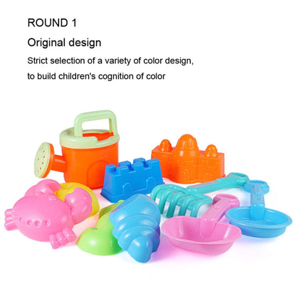 13pcs Set Children Beach Toys Set Large Sand Shovel Bucket Sand Digging Tools Hourglass Color Yellow Square Castle