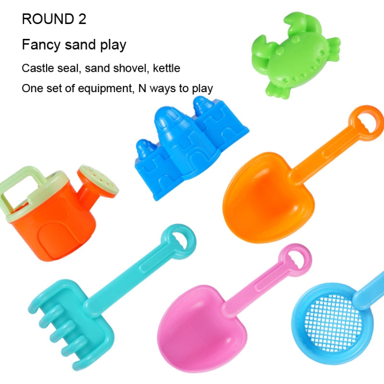 13pcs Set Children Beach Toys Set Large Sand Shovel Bucket Sand Digging Tools Hourglass Color Yellow Square Castle