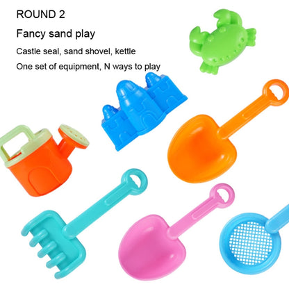 13pcs Set Children Beach Toys Set Large Sand Shovel Bucket Sand Digging Tools Hourglass Color Yellow Square Castle