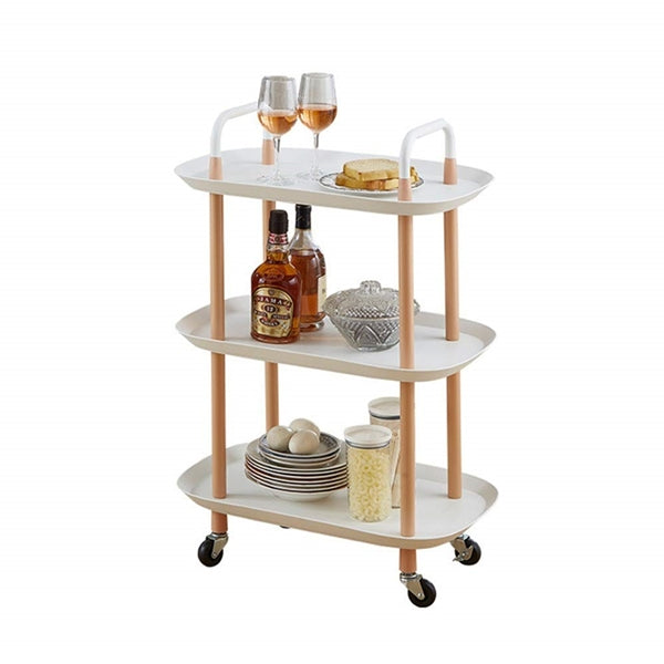 Kitchen Serving Cart Trolley Three Layer Rectangular Mobile Plastic Kitchen Serving Cart Trolley