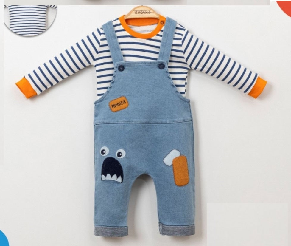 Baby Denim Jumpsuit Monster