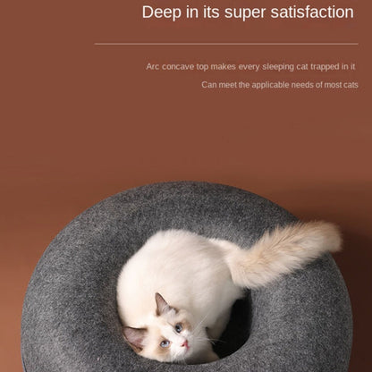 Round Wool Felt Cat Litter Tunnel Cat Litter Size 50x50x20cm Light Grey