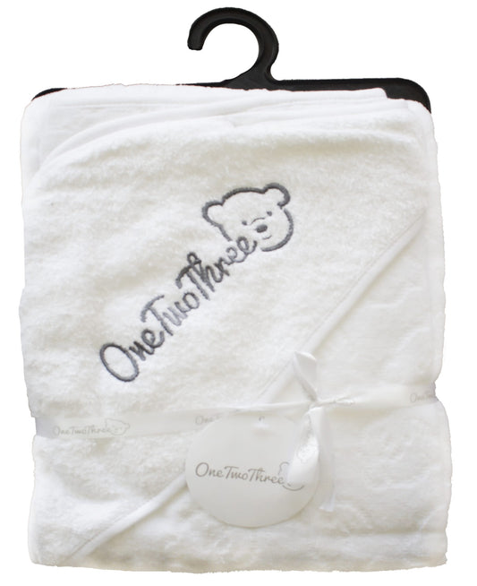 Bunty s Baby Hooded Towel Design 010 090x090cms 380GSM 01 Pc Pack Velour White Self Jacquard