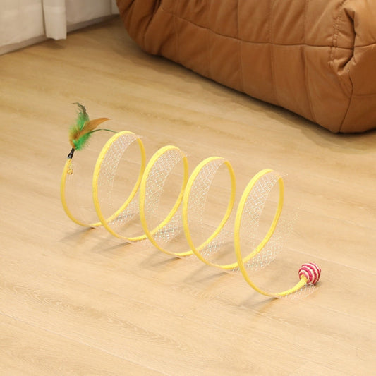 S Type Foldable Cat Tunnel Spring Toy Sisal Ball