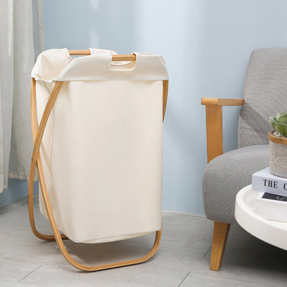 Laundry Basket Large Foldable Laundry Basket with X Type Bamboo Frame