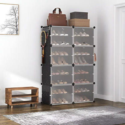 Shoe Rack Organizer Freestanding 8 Tier Shoe Rack Organizer with Doors For 32 Pairs