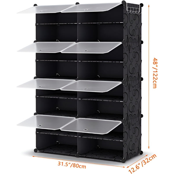 Shoe Rack Organizer Freestanding 8 Tier Shoe Rack Organizer with Doors For 32 Pairs