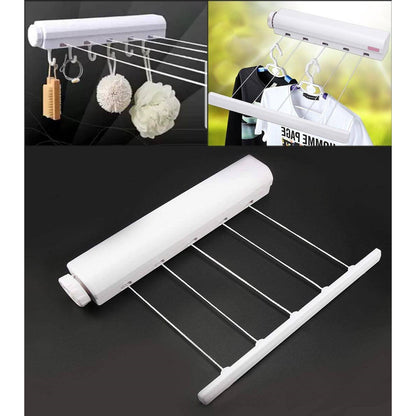 3 7m 5 Line Retractable Clothes Drying Line With Hanger Clips