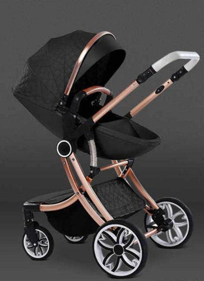 2 in 1 Luxury Leather Egg Shell Strollers Baby Pram