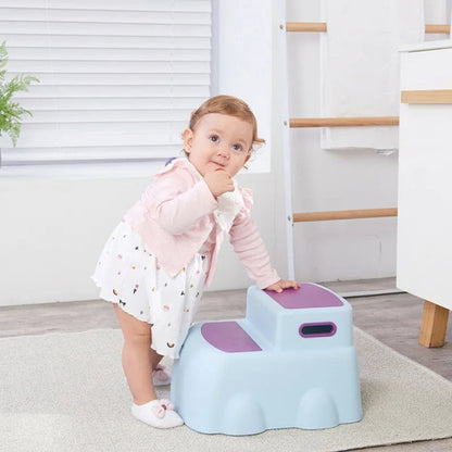 Children s Two Step Stool Ergonomic Plastic Toddler Two Step Anti Slip Stool with Handles