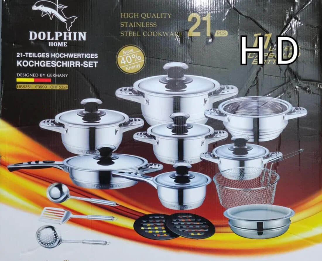 21 Piece High Quality Stainless Steel Cookware Set