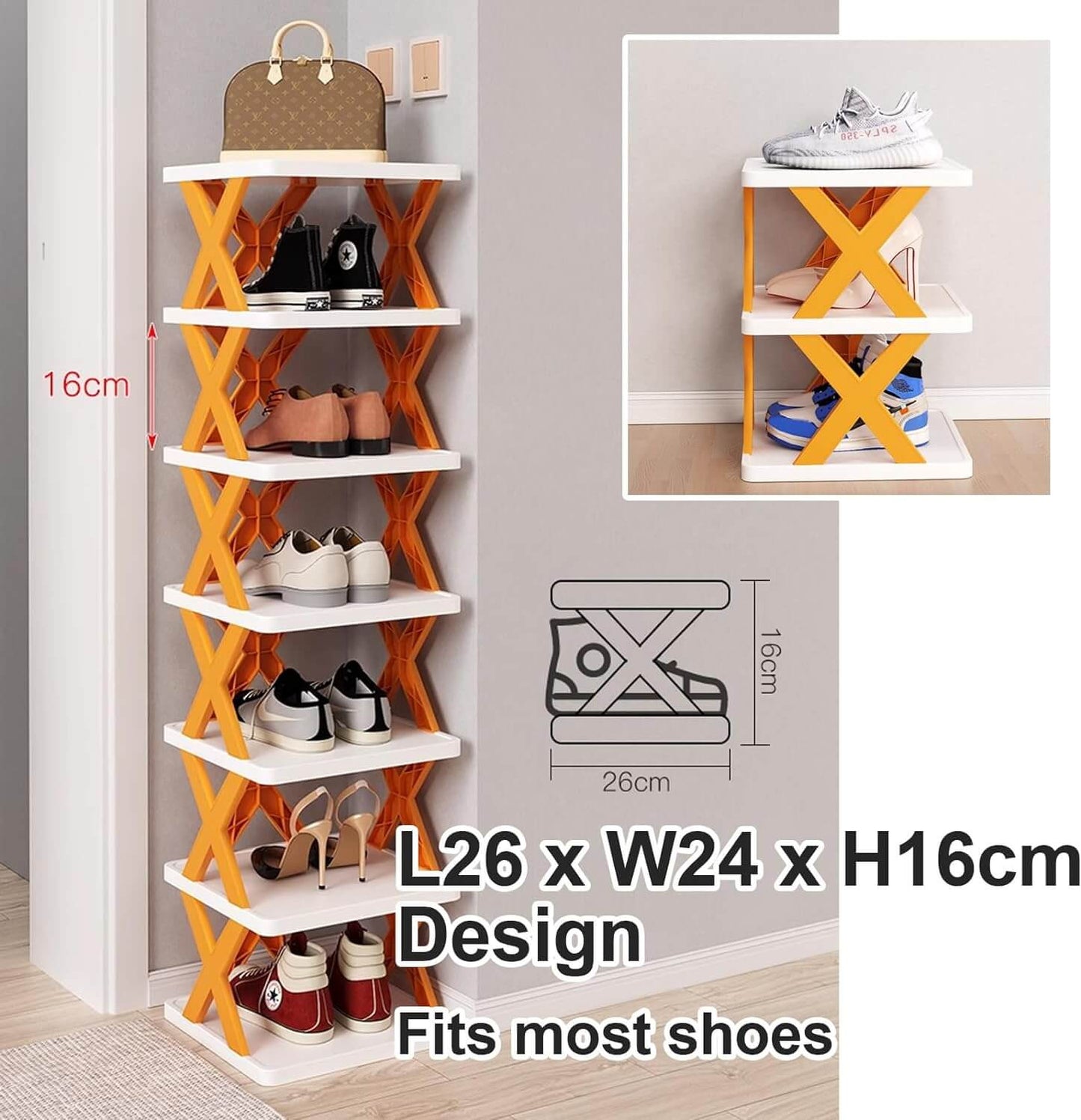 6 Tier Shoe Stackable Storage Rack Organizer