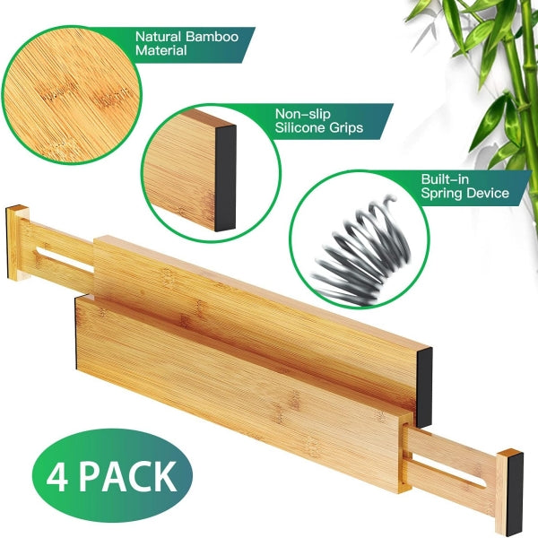 Adjustable Drawer Dividers Expandable Natural Bamboo Adjustable Drawer Dividers Organizer