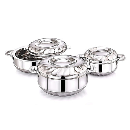 Hot Pot Casserole Set Set Of 3 Stainless Steel Flora Double Walled Insulated Hot Pot Casserole