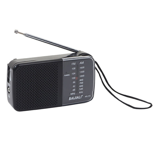 BAIJIALI KK 218 Vintage Analog Portable Multiband Built in Speaker Radio Black