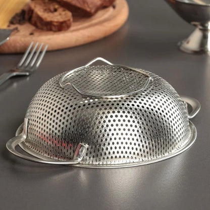 Stainless Steel Colander Kitchen Colander Stainless Steel Strainer Drainer Basket with 2 Handles 22cm