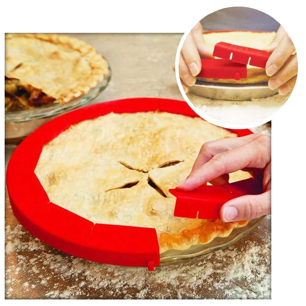 Killer Deals kitchen baking pie crust silicone protective shield Red