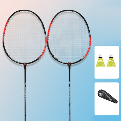 CROSSWAY 2pcs set Adult Beginner Badminton Racket Sporting Goods Color AS01Black Red Upgrade