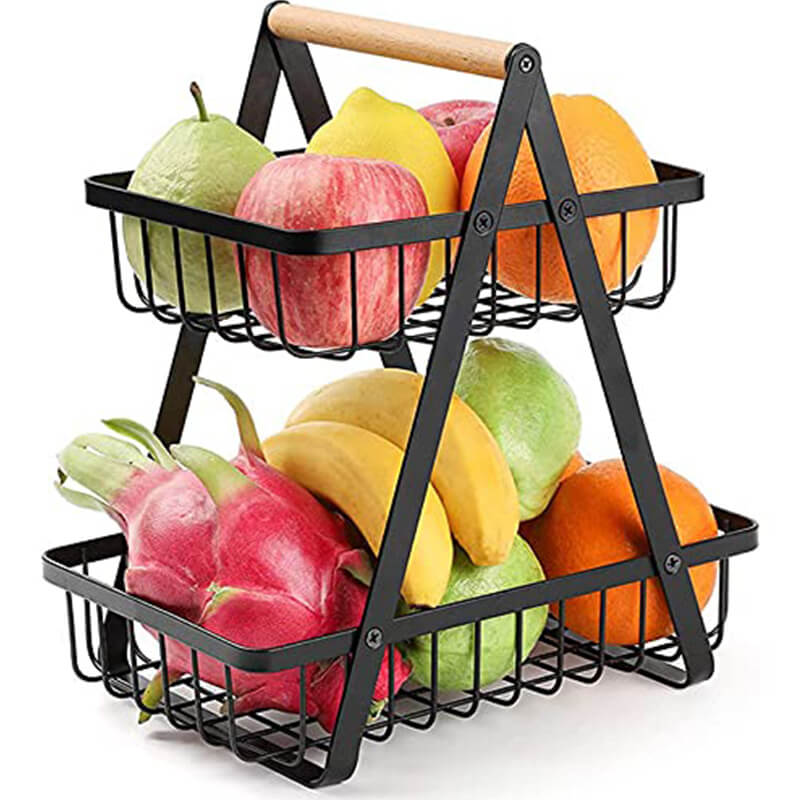 2 Tier Countertop Fruit Basket Holder Decorative Bowl Stand