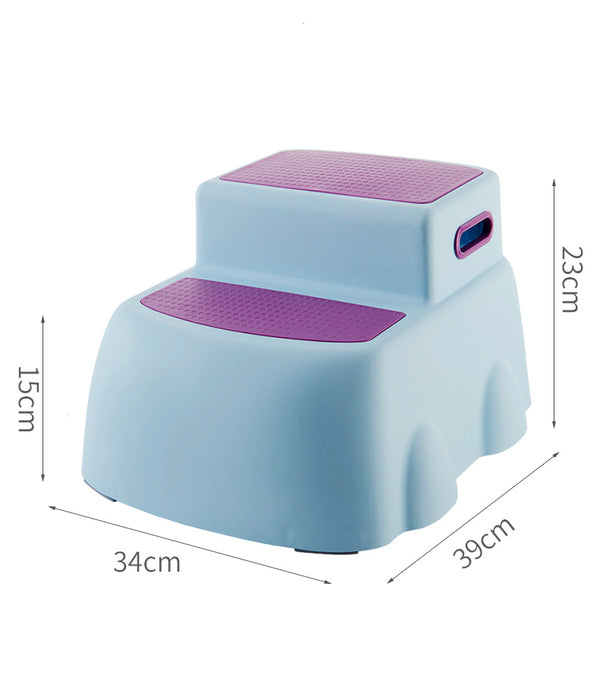 Children s Two Step Stool Ergonomic Plastic Toddler Two Step Anti Slip Stool with Handles