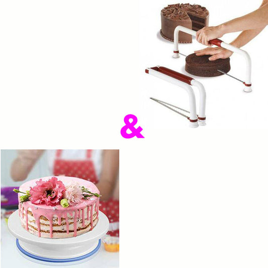 Cake Decorating Rotating Icing Turntable Plus Big Cake Tierer