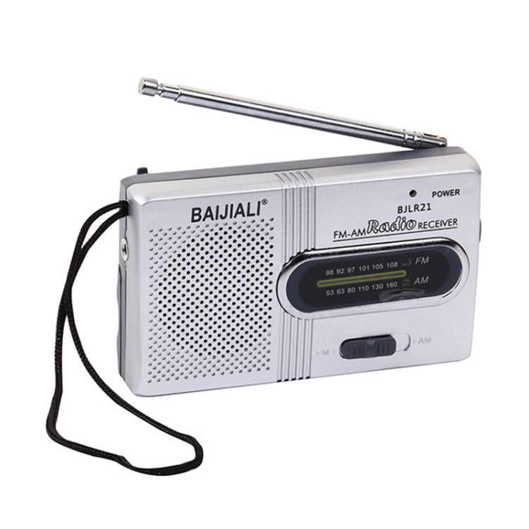 BAIJIALI BJLR21 Simple Retro Radio Full Band Built In Speaker Outdoor Portable Audio Silver Gray