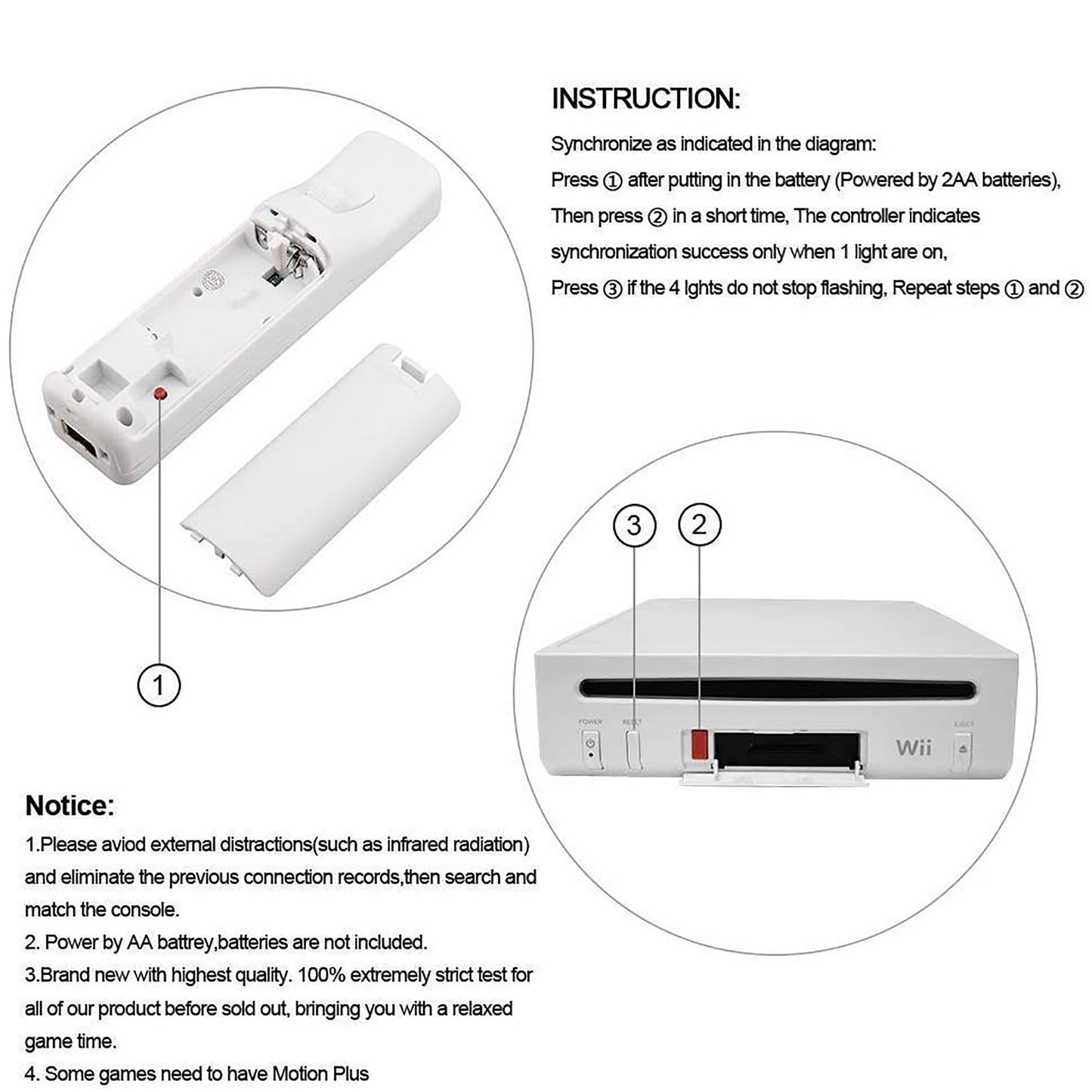 Nunchuk Remote Controller for Nintendo Wii with Case White