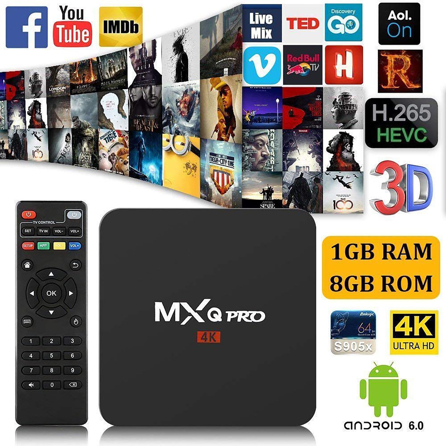 4K Android 7 1 Smart Box 4K HD 3D 2 4G Wi Fi 2GB 16GB Android TV Box