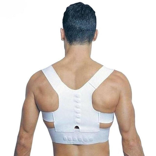 Magnetic Therapy Posture Corrector Brace Shoulder Back Support Belt for Men Women Adult Braces Supports Upper Correction Corset Size XL White