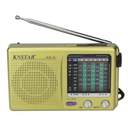 BAIJIALI KK9 Full band Radio Player Portable Retro Multifunctional Mini Radio Gold