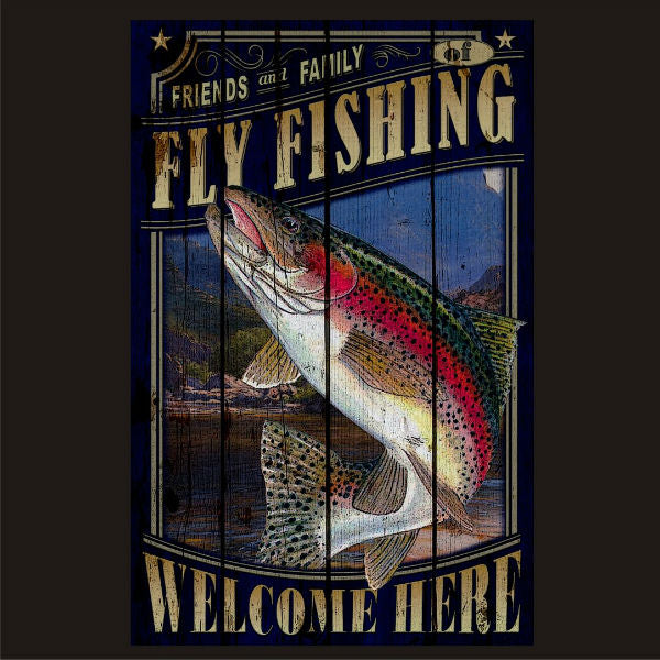 Fly Fishing Hunting Vintage Sign